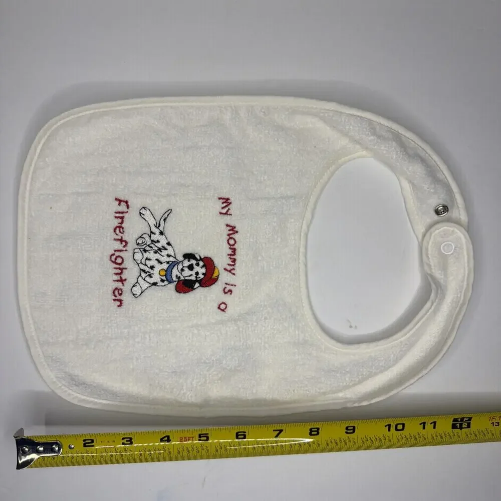 Bib My Mommy is a Firefighter Dalmatian Dog Embroidered Terry Cloth Baby Gift